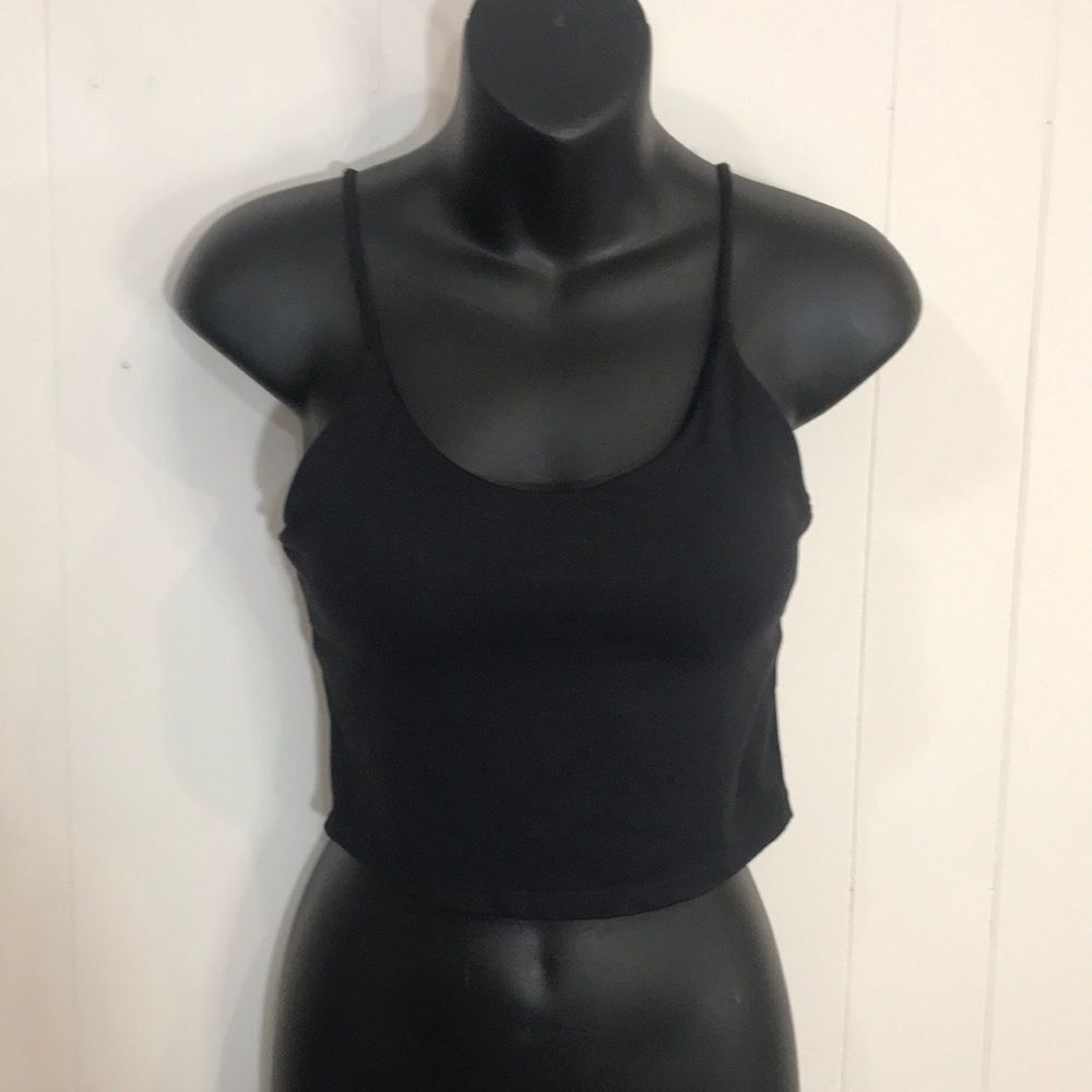 Along Fit Camisole Black Padded Crop Top Yoga Sports Bra Large